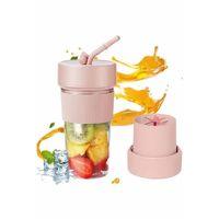 Mini Taşınabilir Mikser 350 Ml Smoothie Makinesi Meyve Sıkacağı Şarj Edilebilir Blender Pembe