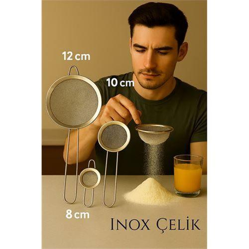 Zhltools Inox Süzgeç Seti - 3 Boy Çok Amaçlı Süzgeç 304 Çelik Profesyoneller İçin