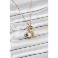 316L Çelik Gold Renk Gece Gündüz Tema Charmlı Kadın Kolye