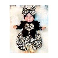 Leopar Desenli Fiyonklu % 100 Pamuk Kız Bebek Tulum