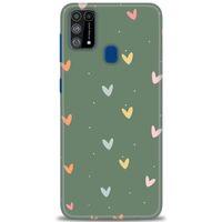 Samsung Galaxy M31 Kılıf HD Baskılı Kılıf - Soft Kalpler + Tam Ekran Koruyucu