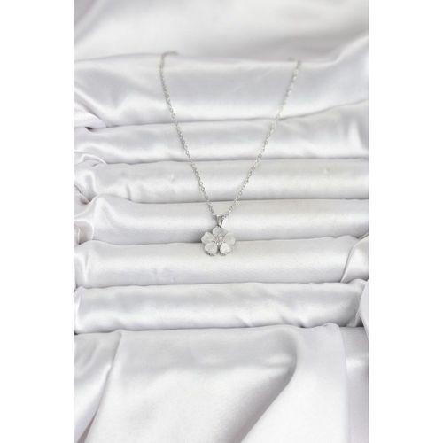 316L Çelik Zincir Gümüş Renk Yonca Model Kadın Kolye