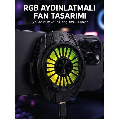 Rgb Fan Aydınlatmalı Sessiz Çalışan Telefon Soğutucu