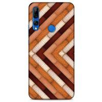 Huawei Y9 Prime 2019 Kılıf Patchwork (40) Fit Silikon Kılıf Kahverengi Beyaz