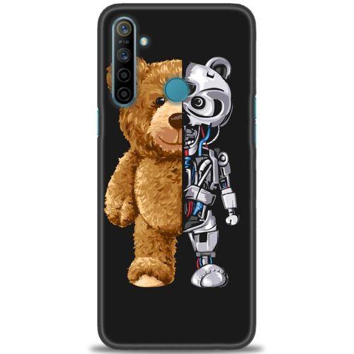 Realme 5i Kılıf HD Baskılı Kılıf - Ayı ve İskeleti + Tam Ekran Koruyucu