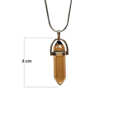 Dumanlı Kuvars Doğal Taşı Zincirli El Yapımı Kolye Uç: 3 cm Zincir: 20 cm Kutulu