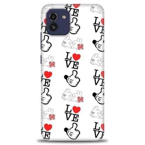 Samsung Galaxy A03 Kılıf HD Baskılı Kılıf - Love Mickey + Tam Ekran Koruyucu