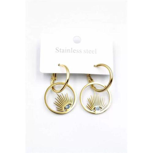 Göz Çelik Halka Küpe - Altın