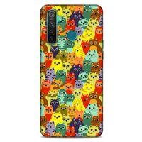 Lopard Oppo Realme 5 Pro Uyumlu Kılıf Kediler (38) Neo Hybrid Kılıf Mor