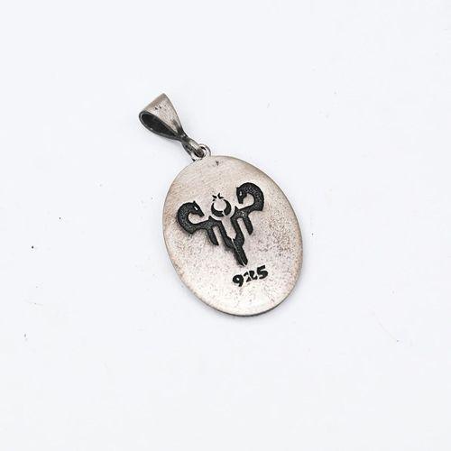 Çift Başlı Kartal İki Yüzü Desenli Gümüş Model Erkek Kolye