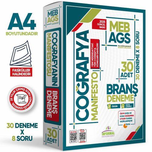 2025 MEB AGS Coğrafya Manifesto Branş Deneme PAKETİ 30lu (30x8) Fasikül SETİ Özgün Dijital Çözümlü