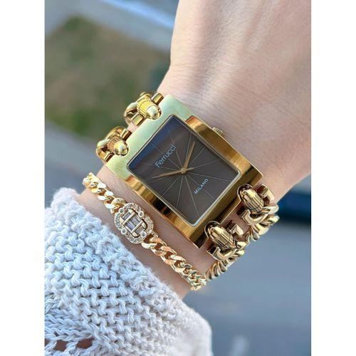 Ferrucci Zincir Tasarım 2 Yıl Garantili 3 Atm Suya Dayanıklı Kadın Kol Saati+Bileklik Z.03649.6