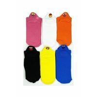 6 Çift Emoji Desen Nakış Baskılı Kadın Pamuklu Bilek Çorap