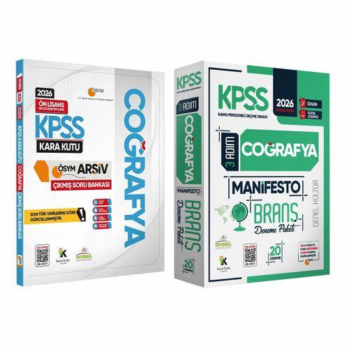 2026 KPSS Ön Lisans Coğrafya Kara Kutu Soru Bankası ve Manifesto Çözümlü Branş Deneme 2li Seti