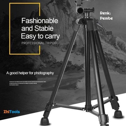 Zhltools 140Cm Aliminyum Hafif Gövdeli Su Terazili Tripod Pembe