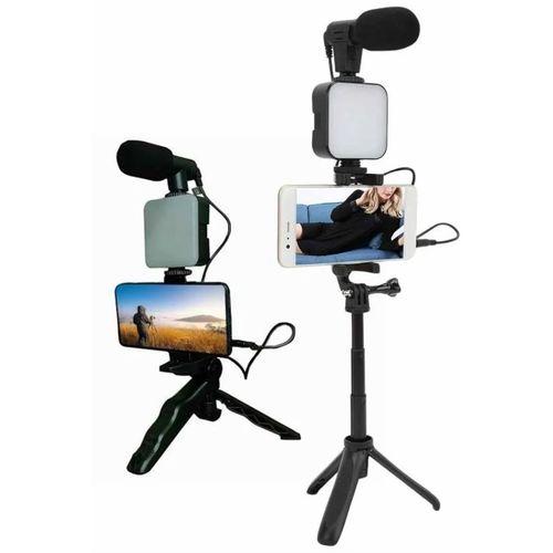 Telefon Tutucu Led Işıklı Kumandalı Mikrofon Telefon Vlog Video Kayıt