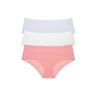 3 Adet Kadın Yüksek Bel Bato Külot Beyaz Krem Pudra