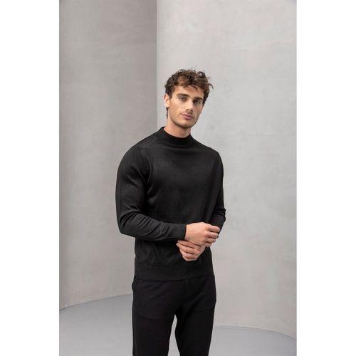 Fincher Yarım Balıkçı Regular Fit Boğazlı Erkek Kazak - Siyah