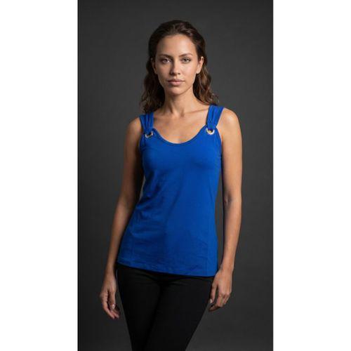 Kadın Askılı V Yaka Kuş Gözü Detaylı Viskon Bluz