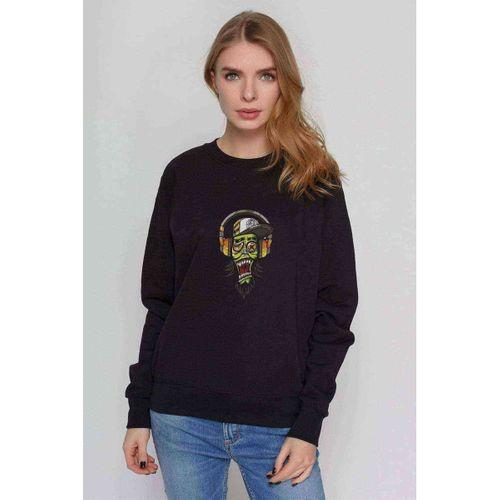 Zombie 1 Piece Baskılı Siyah Kadın Sweashirt