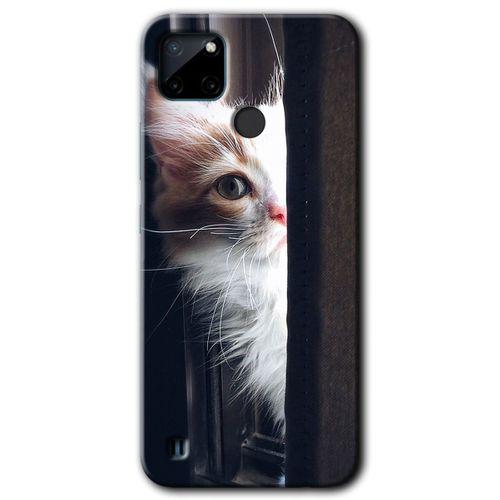 Realme C21 Kılıf HD Desen Baskılı Arka Kapak - Kedi Bakışı