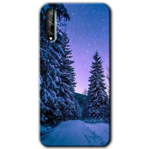 MRCİLETİSİM Huawei Y8P Kılıf HD Desen Baskılı Arka Kapak + Temperli Cam - Kış Manzarası