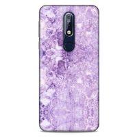 Mermer Desenli (16) Tema Kalın Kılıf Lila Nokia 7.1 Kılıf