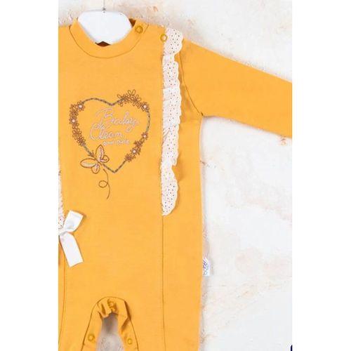 Love Kalp Nakışlı % 100 Pamuk Kız Bebek Tulumu