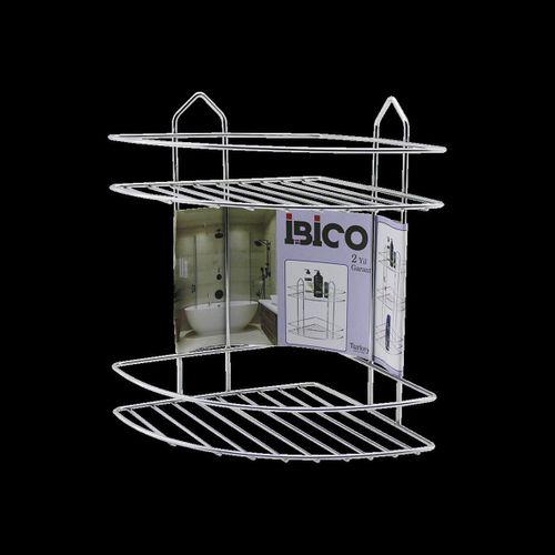 Krom Metal 2 Katlı Üçgen Banyo Köşeliği - Duş Rafı