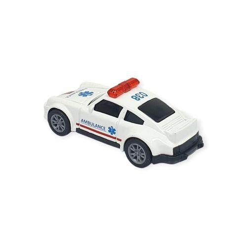 Çek Bırak Metal Küçük Arabalar 8 cm - SH40031 - Beyaz Ambulans Arabası