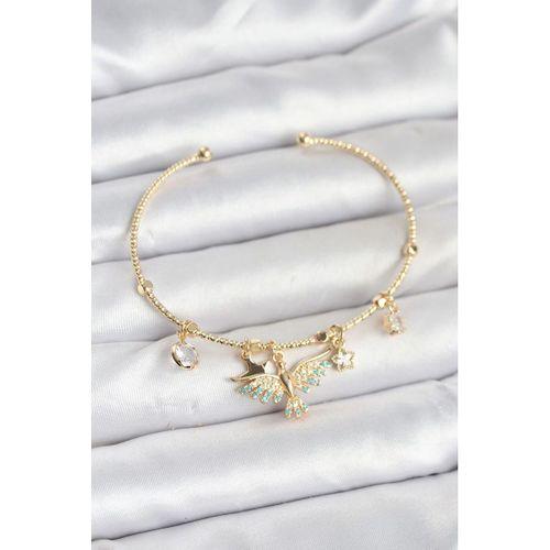 Anka Kuşu Charmlı Gold Renk Pirinç Kadın Bileklik