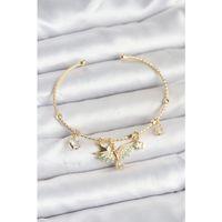 Anka Kuşu Charmlı Gold Renk Pirinç Kadın Bileklik