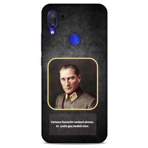 Xiaomi Redmi Note 7 Pro Kılıf Atatürk (3) Kapak Antrasit