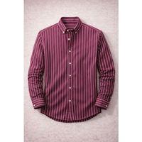 Chad Modal Kumaş Çizgili Yazlık Relaxed Fit Erkek Gömlek - Kırmızı