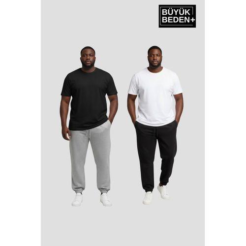 Erkek Büyük Beden İkili Jogger Paça Lastikli İnce Eşofman Altı Seti SPR26BEA951+2