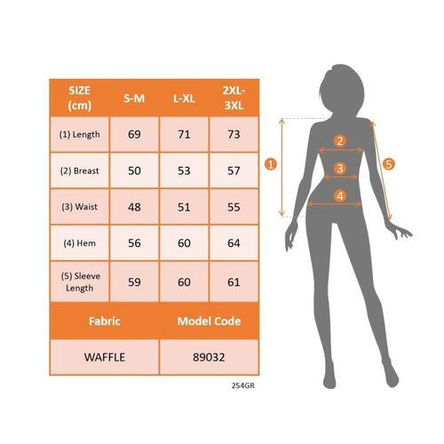 Kadın Uzun Kollu Yuvarlak Yaka Arkadan Düğmeli Waffle Bluz