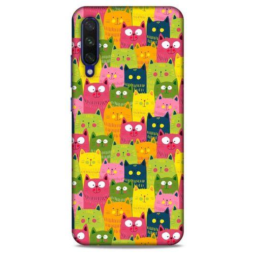 Lopard Xiaomi Mi A3 Uyumlu Kılıf Kediler (35) Fit Design Kılıf Sarı Yeşil