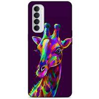 Oppo Reno 4 Pro Uyumlu Kılıf Mor Delisi (30) Silicone Case Zürafa