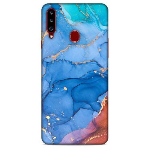 Samsung Galaxy A20s Uyumlu Kılıf Mavi Delisi (10) Full Koruma Kılıfı Mermer