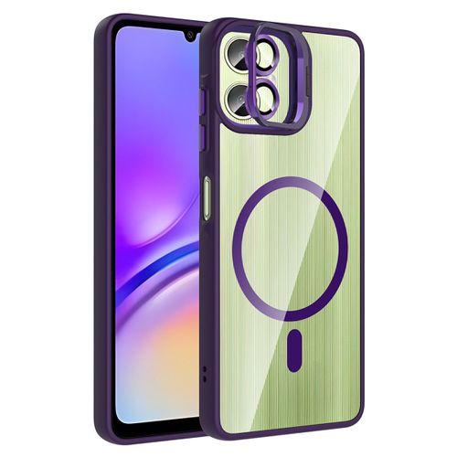 Galaxy A06 Kılıf Standlı ve Kamera Lens Hediyeli M-Safe Şarj Özellikli Zore Etro Kapak