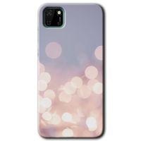 MRCİLETİSİM Huawei Y5P Kılıf HD Desen Baskılı Arka Kapak + Temperli Cam - Blur Lights