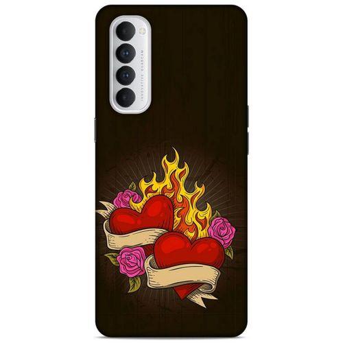 Lopard Oppo Reno 4 Pro Uyumlu Kılıf Tattoo's (14) Lansman Kılıf Çift Kalp