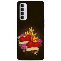 Lopard Oppo Reno 4 Pro Uyumlu Kılıf Tattoo's (14) Lansman Kılıf Çift Kalp