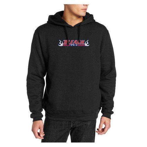 Bleach Logo Baskılı Siyah Erkek Kapşonlu Sweatshirt