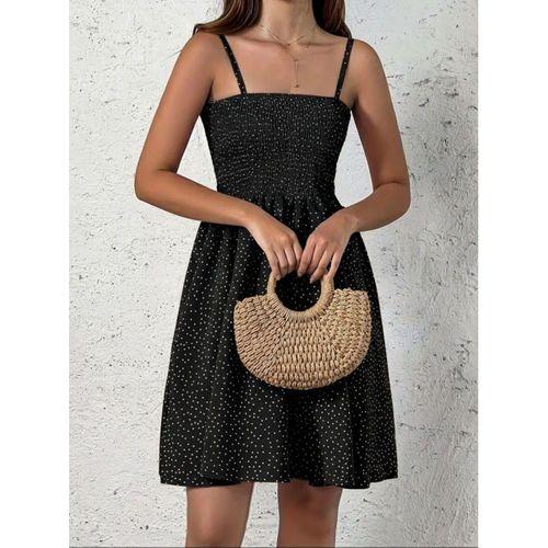 Kadın Ip Askılı Gipeli Desenli Kısa Süprem Elbise