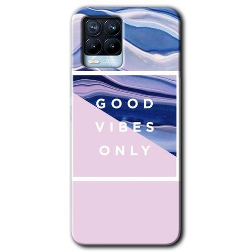 MRCİLETİSİM Realme 8 Kılıf Baskılı Kapak - Good Vibes + 5D Tam Kaplayan Cam