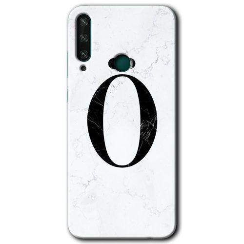 Potkal Hediye Fabrikası Huawei Y6P HD Baskılı Kılıf + 9D Tam Ekran Koruyucu - Beyaz Mermer Desenli Ö Harfi