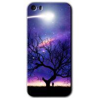 MRCİLETİSİM iPhone 5 Kılıf HD Desen Baskılı Arka Kapak + Temperli Cam - Uzay Silüet