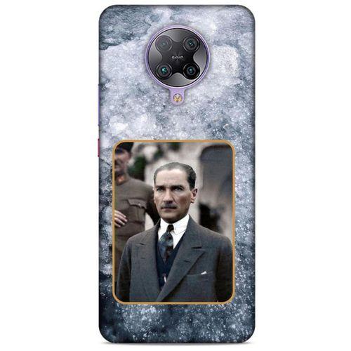 Xiaomi Poco F2 Pro Kılıf Atatürk (32) Soft Silikon Kılıf Gri Buzul
