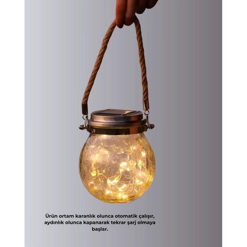 Güneş Enerjili Cam Sarkıt Bahçe Balkon Teras Aydınlatma 30 Led